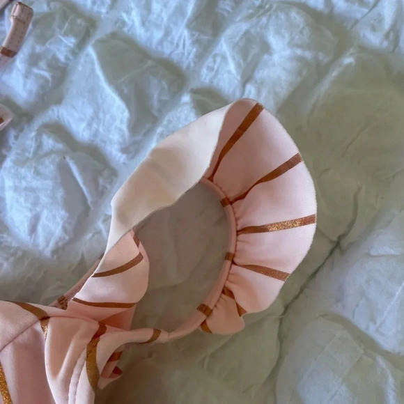 Betsey Johnson ruffle stripe rose gold bikini top - Picture 7 of 8